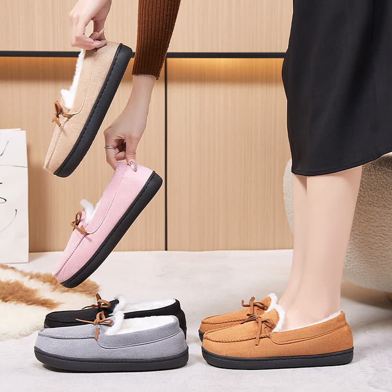 スエード靴 ふわもこ裏ボア モカシン