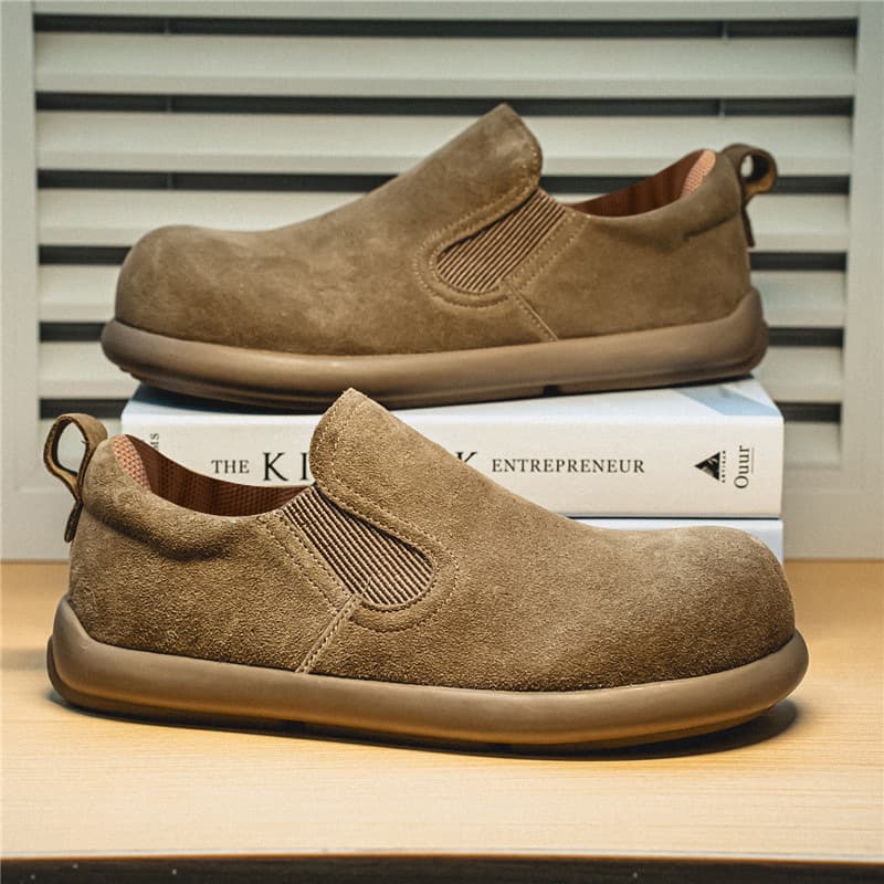 スエード靴 職人手作りスエードスリッポン快適シューズ